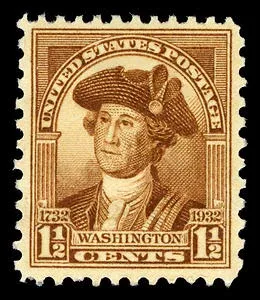 Another photo of the United States 1932 1 1/2 cents Washington Bicentennial +half cent stamp