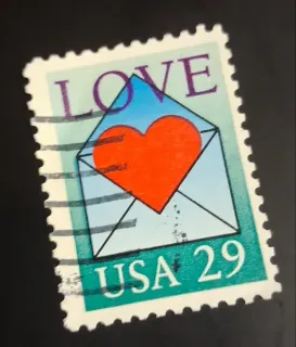United States 1992 29 cents Love Envelope 29c stamp, photographed by a collector