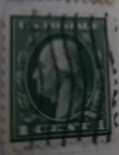 United States 1917 1 cent Washington 1c Green stamp, photographed by a collector