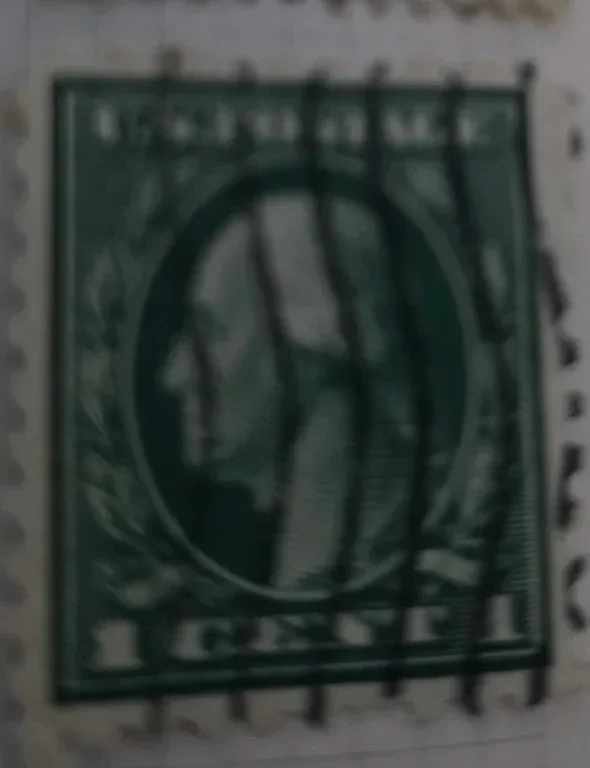 United States 1917 1 cent Washington 1c Green stamp, photographed by a collector