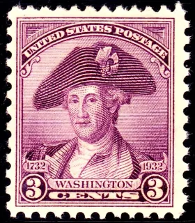 United States 1932 3c Washington Bicentennial stamp, photographed by a collector