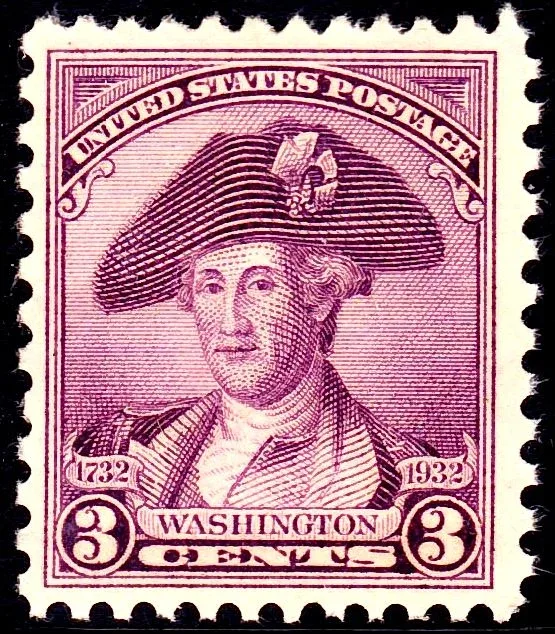 United States 1932 3c Washington Bicentennial stamp, photographed by a collector