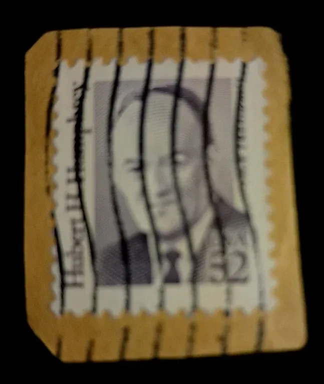 United States 1991 52 cents Hubert Humphrey 52c Great Americans stamp, photographed by a collector