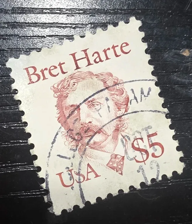 United States 1987 $5 Bret Harte $5 Great Americans stamp, photographed by a collector
