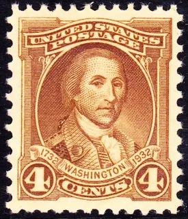 United States 1932 4c Washington Bicentennial stamp, photographed by a collector