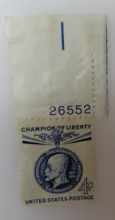 United States 1960 4c T.G. Masaryk Champion of Liberty 4c stamp, photographed by a collector