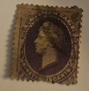United States 1888 90 cents 90c Oliver Hazard Perry Purple stamp, photographed by a collector