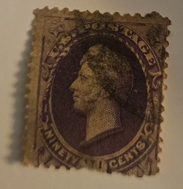 United States 1888 90 cents 90c Oliver Hazard Perry Purple stamp, photographed by a collector