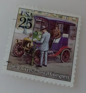 Another photo of the United States 1989 25 cents 20th Universal Postal Congress 25c Mail Truck stamp