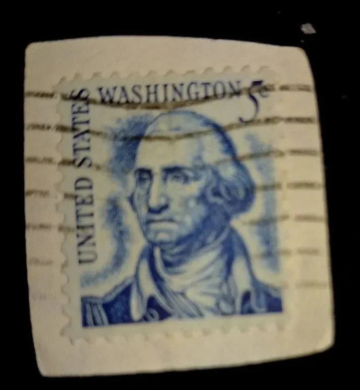 United States 1932 5c Washington Bicentennial stamp, photographed by a collector