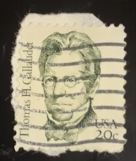 United States 1983 20c Thomas H. Gallaudet 20c stamp, photographed by a collector