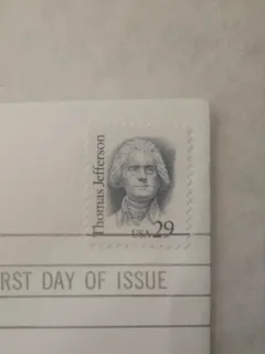 United States 1993 29 cents Thomas Jefferson 29c Great Americans stamp, photographed by a collector