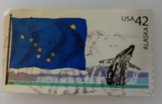 United States 2008 42 Alaska Flag 42c stamp, photographed by a collector