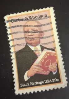 United States 1984 20c Carter G. Woodson 20c Black Heritage stamp, photographed by a collector
