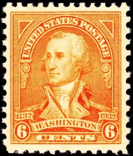 United States 1932 6c Washington Bicentennial stamp, photographed by a collector