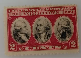 United States 1931 2 cents Yorktown Sesquicentennial 2c stamp, photographed by a collector