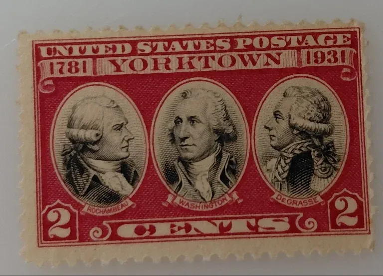 United States 1931 2 cents Yorktown Sesquicentennial 2c stamp, photographed by a collector