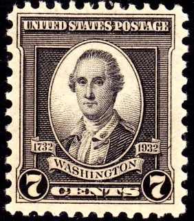 United States 1932 7c Washington Bicentennial stamp, photographed by a collector