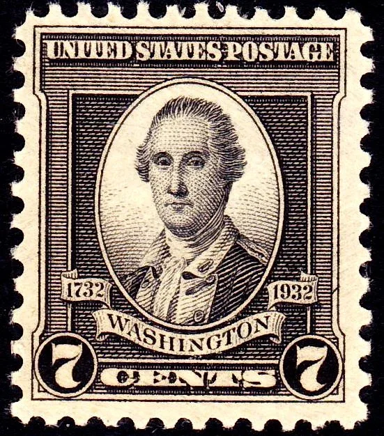 United States 1932 7c Washington Bicentennial stamp, photographed by a collector