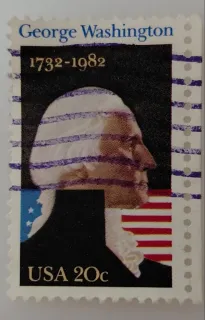 United States 1982 20c George Washington 250th Birth Anniversary stamp, photographed by a collector