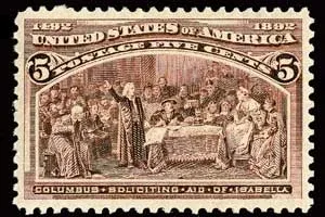 Another photo of the United States 1893 5c Columbian stamp