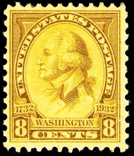 United States 1932 8c Washington Bicentennial stamp, photographed by a collector