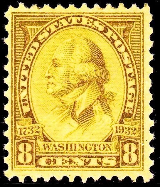 United States 1932 8c Washington Bicentennial stamp, photographed by a collector