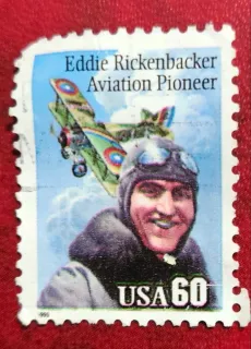 United States 1995 60 cents Eddie Rickenbacker 60c Airmail stamp, photographed by a collector