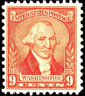 Another photo of the United States 1932 9c Washington Bicentennial stamp