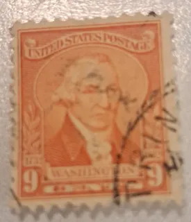 United States 1932 9c Washington Bicentennial stamp, photographed by a collector
