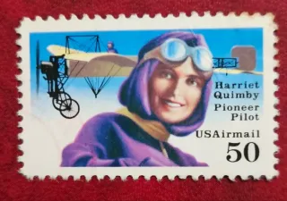 United States 1991 50 cents Harriet Quimby 50c Airmail stamp, photographed by a collector
