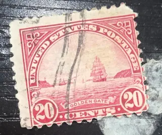 United States 1923 20 cents Golden Gate 20c stamp, photographed by a collector