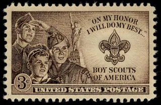 United States 1950 3 cents Boy Scouts stamp, photographed by a collector