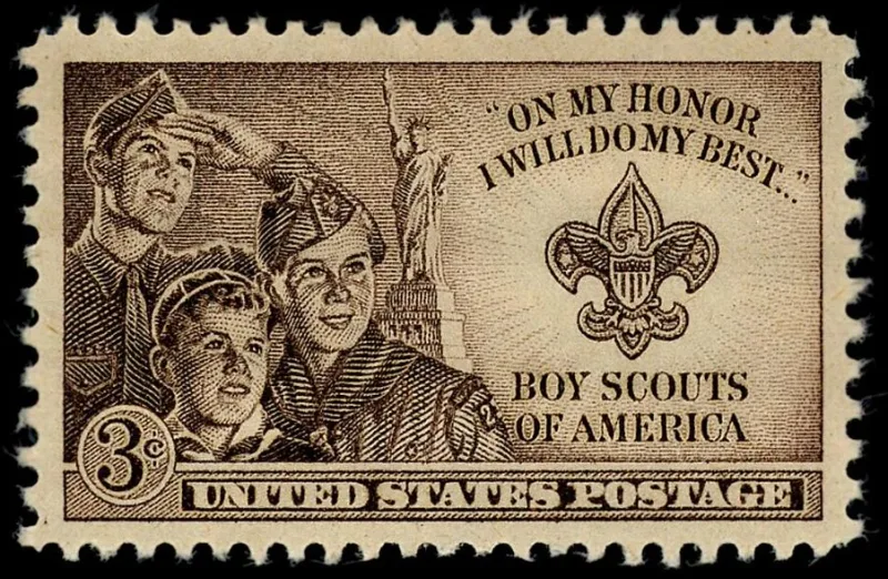 United States 1950 3 cents Boy Scouts stamp, photographed by a collector