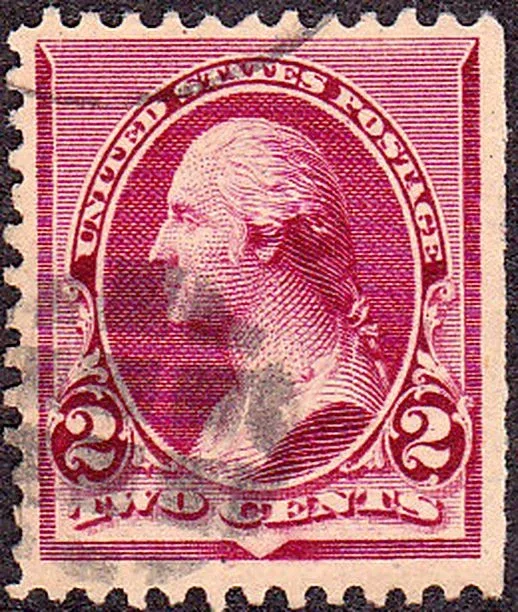 United States 1890 2c Washington Banknotes stamp, photographed by a collector