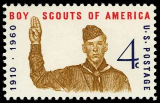 United States 1960 4c Boy Scouts stamp, photographed by a collector