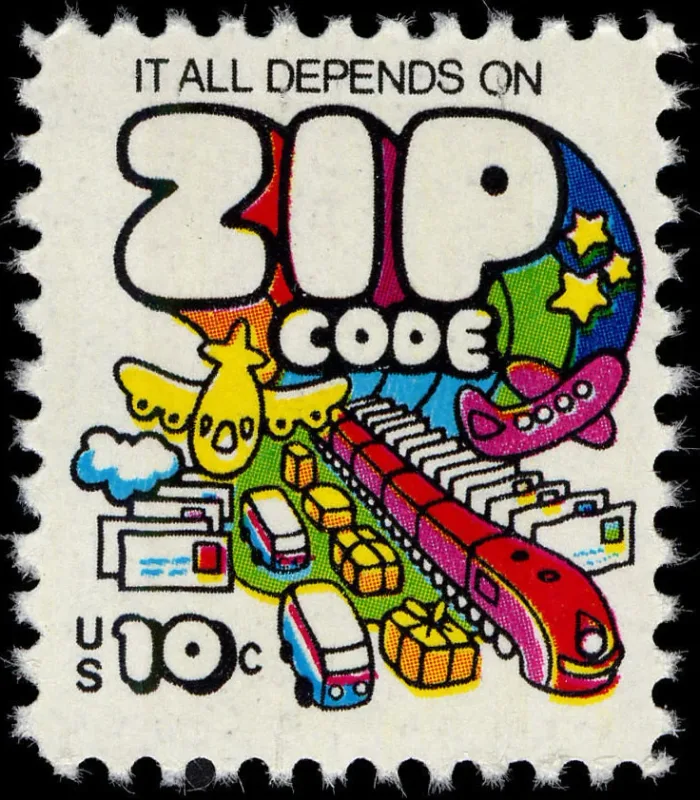 United States 1973 10c ZIPCode stamp, photographed by a collector