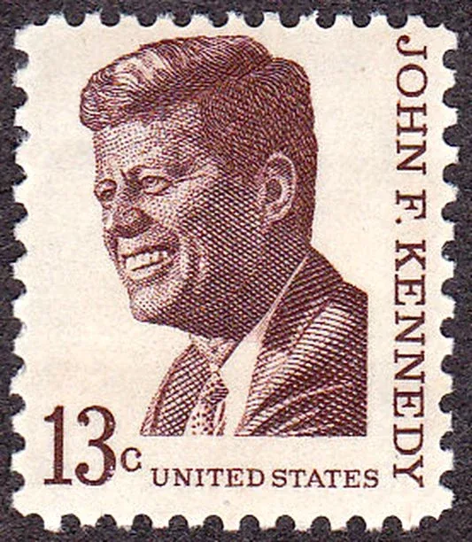 United States 1967 13c John F Kennedy stamp, photographed by a collector