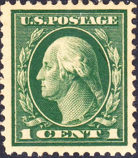 United States 1912 1c George Washington stamp, photographed by a collector