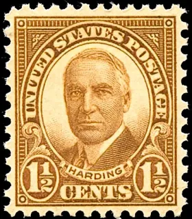 United States 1930 1 1/2 cents Warren G Hardiing +half cent stamp, photographed by a collector