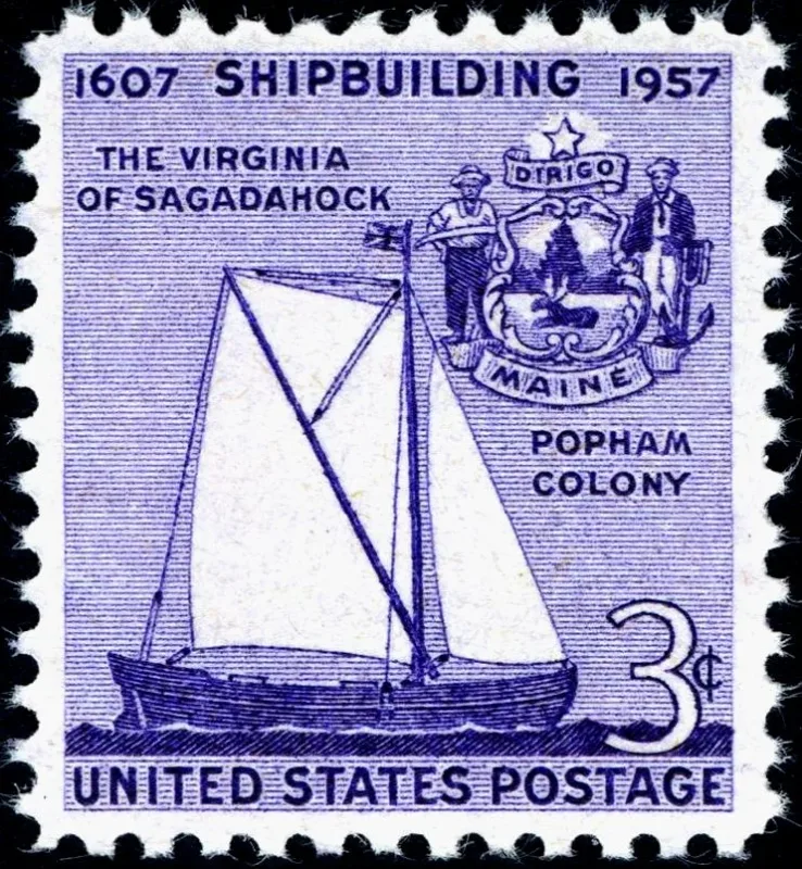 United States 1957 3c Shipbuilding stamp, photographed by a collector