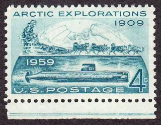 United States 1959 4c Arctic Explore stamp, photographed by a collector