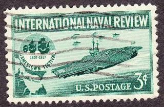United States 1957 3c Naval Review 1957issue stamp, photographed by a collector