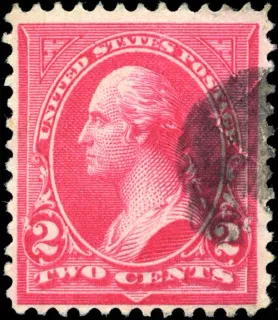 United States 1894 2c Washington III stamp, photographed by a collector