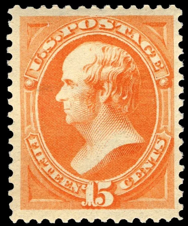 United States 1879 15c Daniel Webster stamp, photographed by a collector
