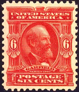 United States 1902 6c James Garfield stamp, photographed by a collector
