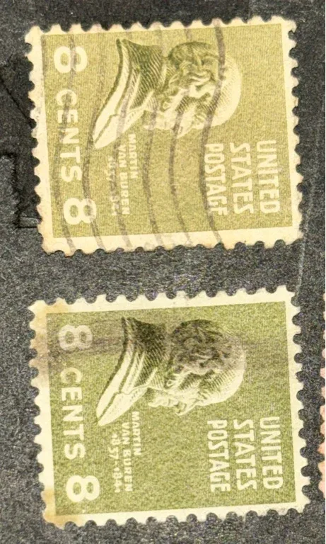 United States 1903 8c Martin Van Buren stamp, photographed by a collector