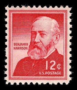 Another photo of the United States 1959 12c Benjamin Harrison stamp