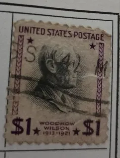 Another photo of the United States 1938 $1 Woodrow Wilson stamp