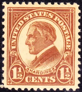 United States 1925 1 1/2 cents Warren G Hardiing +half cent stamp, photographed by a collector